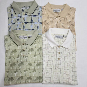 Bundle Of 4 All Over Print Golf Shirts Size Medium Michael Austin Casual Comfort